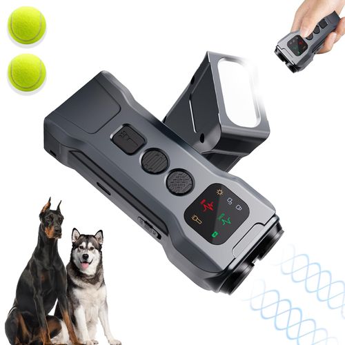 Ultrasonic Anti Barking Device for Dogs with LED Strobe & 800mAh Battery - Professional Dog Bark Deterrent Devices Silencer, 3 Modes & Flashlight, Includes 2 Tennis Balls for Calming Training (1)