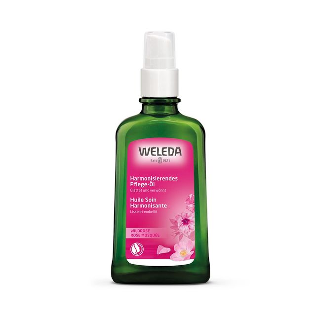 Weleda Wild Rose Oil, 3.4 fl oz (100 ml), Moisturizing, Full Body Treatment Oil, Dry Skin, Moisturizing, Fresh Damask Rose Scent, Naturally Derived Ingredients, Organic