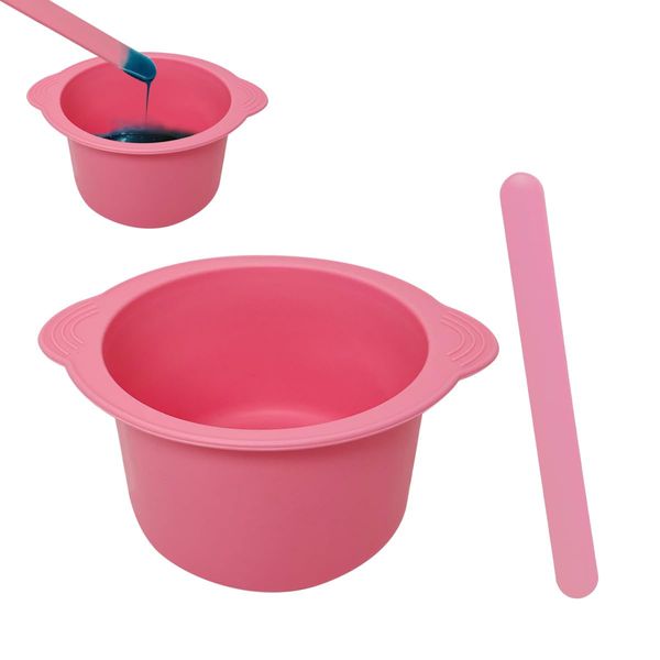 Silicone Wax Bowl For Hair Removal, Replacement Silicone Wax Liner for Wax Warmer Non-Stick Wax Pot with Wax Spatula Sticks(pink)