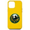 Hülle für iPhone 12 Pro Max Ringelblume mit schwarzem Katzen-Blumenmuster