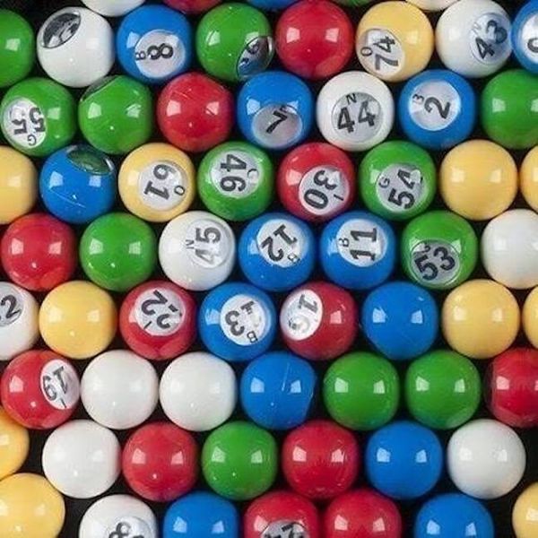 Multi Color Bingo Ball Set- 7/8" Balls- NUMBERED #1-75- FIVE DIFFERENT COLORS