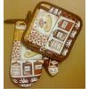2-pc Kitchen Set Pot Holder Oven Mitt Cafe Coffee Container (Brown)