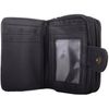 Womens Soft Leather Patchwork Bi-Fold Purse/Money/Coin Holder - Black