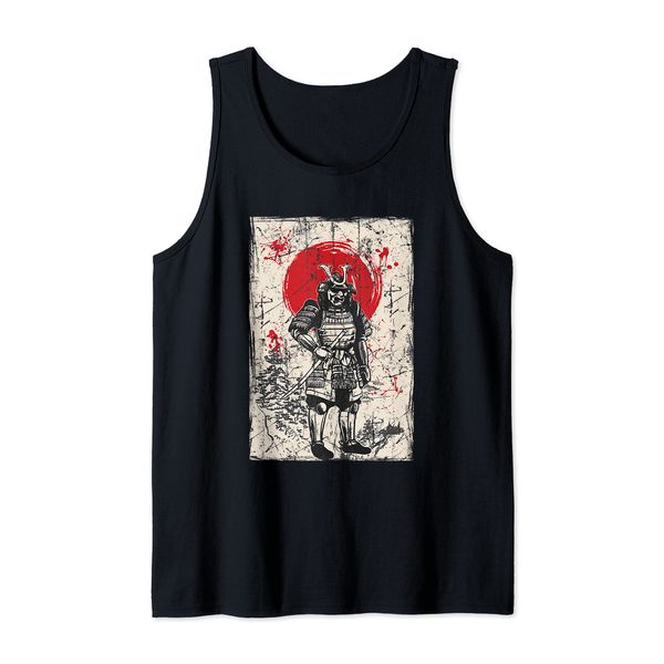 Japanese Culture Samurai Red moon Warrior bushido code Tank Top