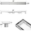 28" Linear Shower Drain Brushed 304 Stainless Steel Fast Drainage Tile Inserted