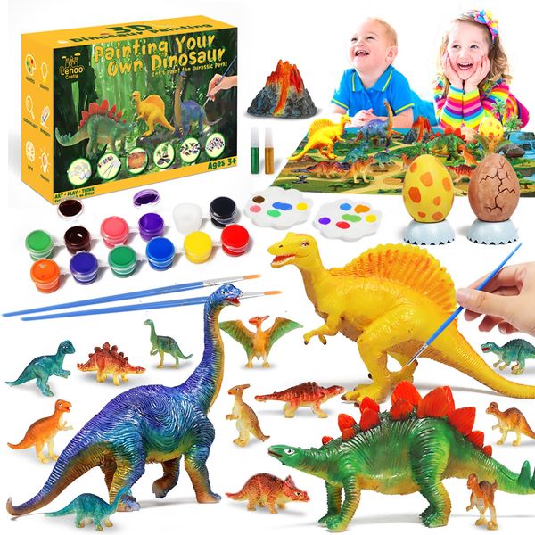 Lehoo Castle Dinosaur Painting Kit, Dinosaurs Craft Kits for Kids, DIY Dinosaurs Craft Toys Gift for Boys & Girls Age 3 4 5 6 7 8