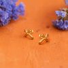 CARISSIMA Women's 9ct Yellow Gold Cross Stud Earrings