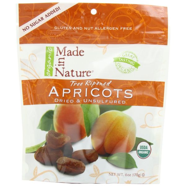 Made In Nature Organic Apricots, Dried, Unsulfured, 6-Ounce Bags (Pack of 6)