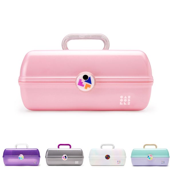 Caboodles On-The-Go Girl Makeup Box, Pink Sparkle, Hard Plastic Makeup Organizer Box, Built-In Mirror, Secure Latch for Safe Travel, Spacious Storage for Large Items
