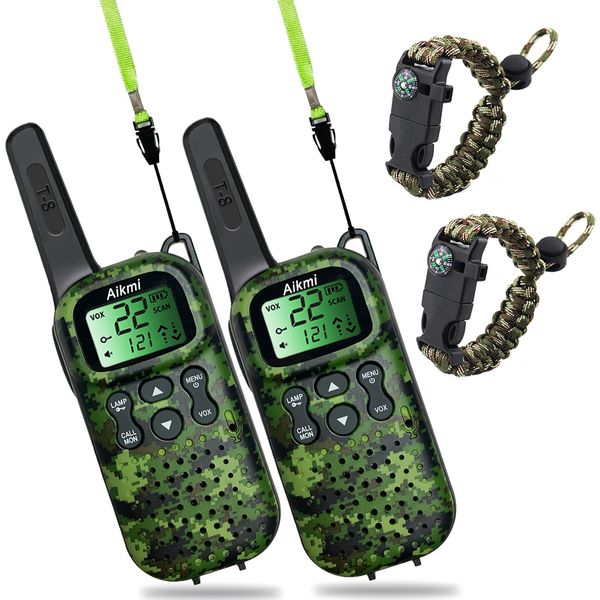 Toys for Boys Walkie Talkies for Kids 6 7 8 Year Old Boy Toys Pretend Play Police Military Spy Hunt Camp Outdoor Toys for Kids Birthday Present Boys Gifts (Green Green)