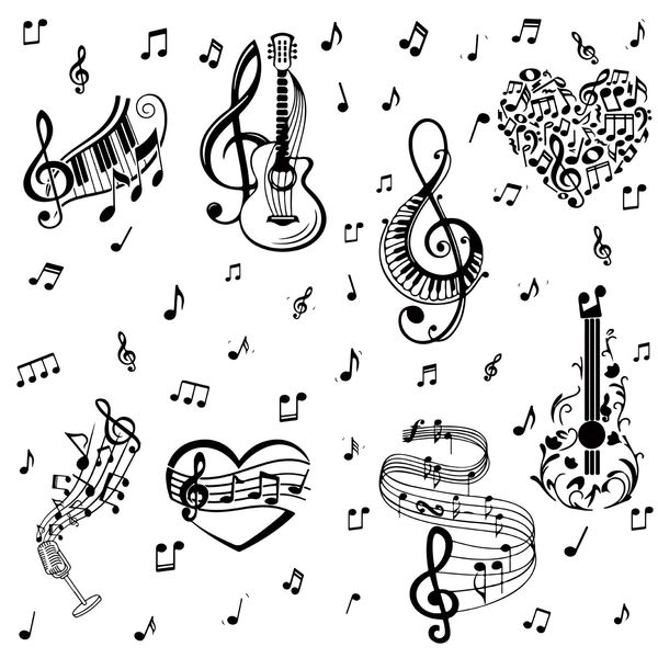 CRASPIRE 8 Sheets Musical Note Wall Stickers PVC Waterproof Self Adhesive Decals Piano Guitar Heart Rectangle Removable for Window Stairway Home Decoration Bedroom Bathroom TV Wall Art