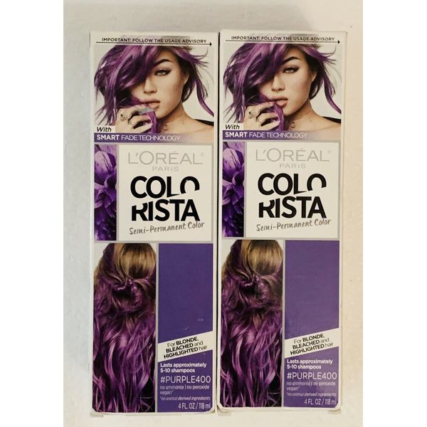 Lot Of 2 Boxes L'oreal Paris Colorista Semi-permanent Hair Color Dye Purple 400