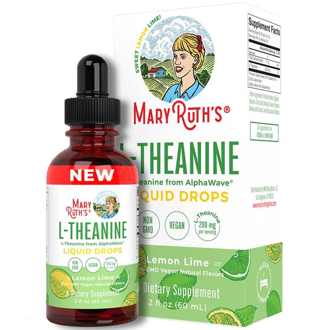 MaryRuth's L Theanine 200mg Liquid Drops | Mood Support for Adults & Kids | Focus Supplement | Natural Sleep Support | Vegan, Non-GMO, Gluten Free | 30 Servings