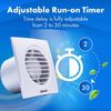 Devola 100mm Extractor Fan with Timer, 4 Inch Bathroom Fan, Extractor Fan with Adjustable Timer Settings, Made in Britain (DVF100T)