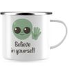 JUNIWORDS Emaille-Tasse, Belive in Yourself, Silberner Tassenrand
