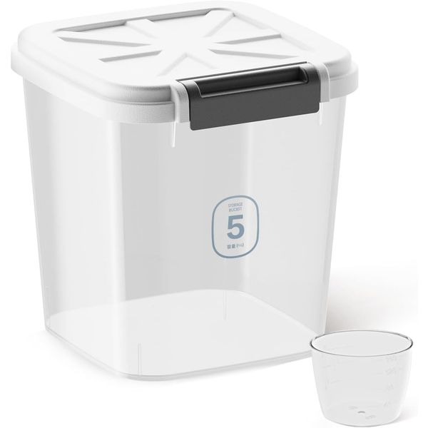 Flour Container - Rice Dispenser 10Lbs/5Kg/5.3Qt Food Cereal Container Bins with