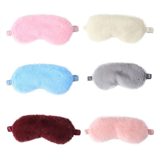 MIVAIUN 6 Pieces Plush Sleeping Eye Mask,Blackout Eye Protection Eye Mask for Sleeping,Solid Colour Eye Masks,Soft Comfortable Fleece Blindfold Eye Covers with Elastic Strap,for Women Men (6 Colors)