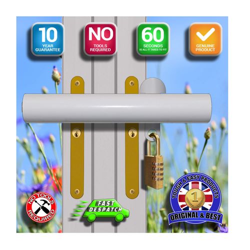 Patio Door Lock Keyless 'Deluxe' High Security Deadlock Sliding Fix Bar Seen from Outside Tough and Easy