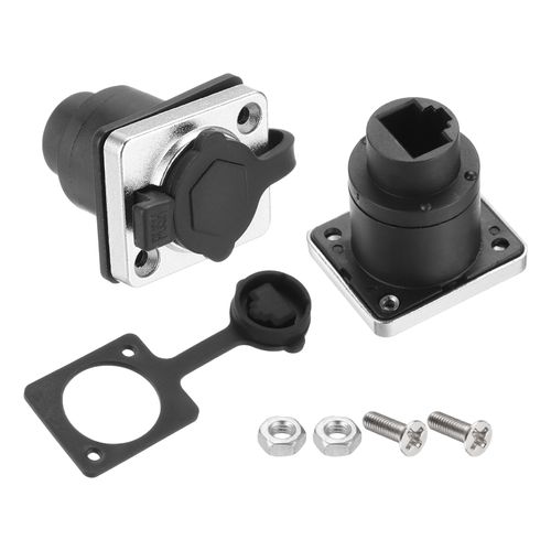 MECCANIXITY D Type RJ45 Coupler, Panel Mount Connector IP65 Waterproof RJ45 Socket Female to Female LAN Network Bulkhead Pass Through Socket for CAT6/CAT5E/CAT5, Pack of 10
