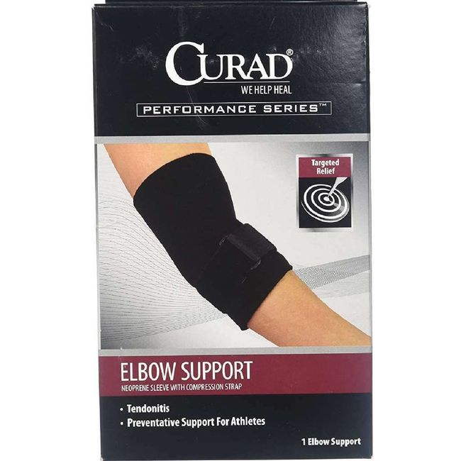 Curad Elbow Support Neoprene Sleeve With Compression Strap Black X-Large