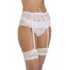 Silky Wide Lace Suspender Belt - 4 Ribbon Strap (Medium, Red)