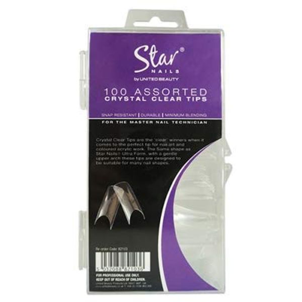 Star Nails Crystal Clear Tips 100 Assorted - Pack of 100