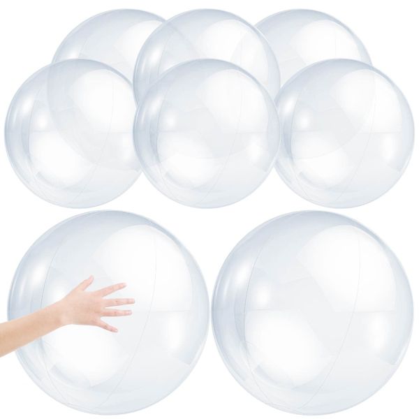 Zhanmai 8 Pieces Inflatable Clear Beach Ball Inflatable Clear Balloons Transparent Swimming Pool Party Ball for Summer Beach, Pool and Party Favor, 16 Inches, 24 Inches