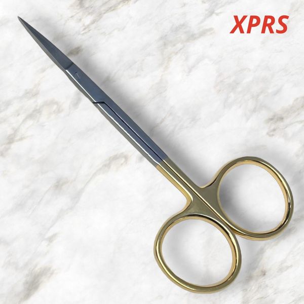 TC Iris Scissors, 4-1/2", Curved, One Serrated Blade, Premium German Stainless