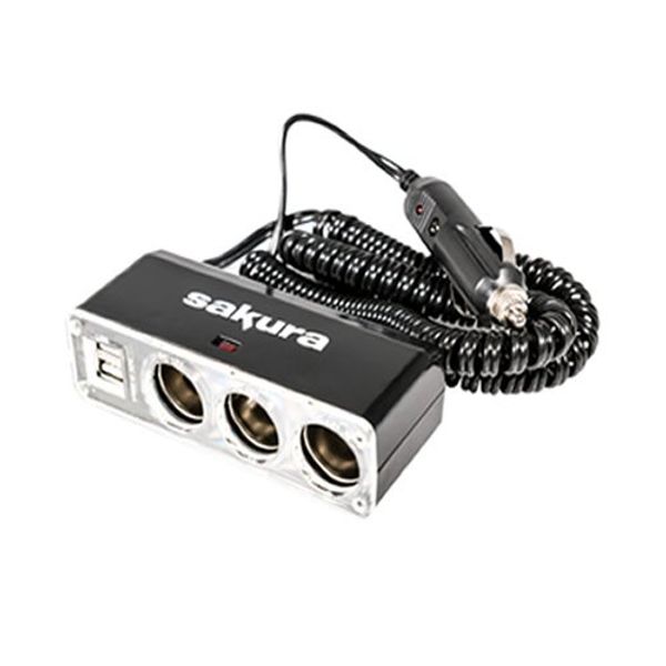 Fastcar 12V DC USB MULTI SOCKET EXTENSION - WITH 3 METRE CABLE