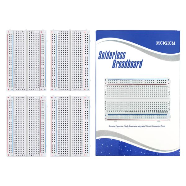 (4 Pcs) MCIGICM 400 Points Solderless Breadboard