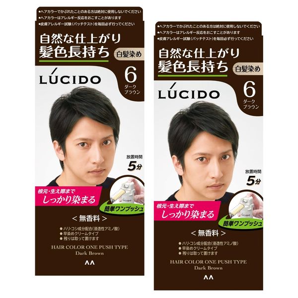 LUCIDO (Bulk Purchase) One Push Care Color (Quasi Drug) Men's Short Hair 4 Times Gray Hair Dye Unscented Dark Brown Set of 2 (x 1)