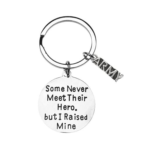 US Army Mom - Dad Charm Keychain, Raised Hero Jewelry, United Stated Army Gift, Military Mother - Father Keychain
