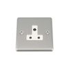 A5 Round Pin Plug Socket 5 Amp - Satin Matt Chrome Classic - White Insert