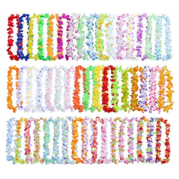 siawadeky Hawaiian Garland Set of 50 Artificial Flowers Flower Necklace Hair Ornament Neck Clothes Accessories Wall Hanging Party Wedding Banquet Decoration Birthday Celebration Flower Leis Beach Hula Party