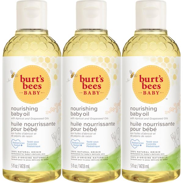 Burt's Bees Baby Nourishing Baby Oil, 100% Natural Origin Baby Skin Care - 5 Ounce Bottle