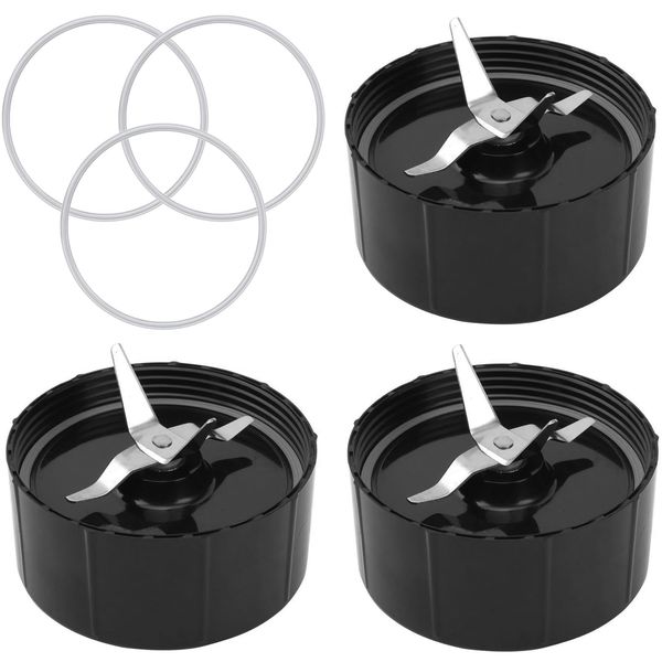 Cross Blades for The Original Magic Bullet Blender Kitchen Express 250w MB1001 Series - with Mixer Blade Rubber Seal Replacement Parts - 3 Pack