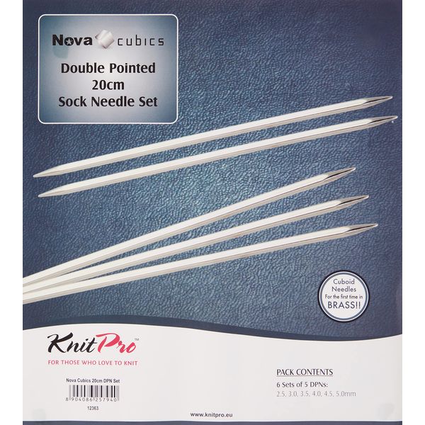 KnitPro - KnitPro Nova Cubics Double Pointed (20cm, 2.50-5.00mm) Knitting Needles Set - 1 Unit, Silver