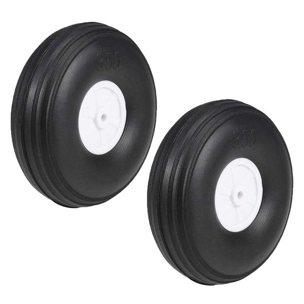 uxcell Tire and Wheel Sets for RC Airplane,PU Sponge Tire with Plastic Hub,3.5" 2pcs