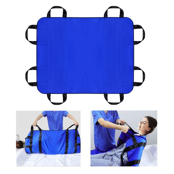 LOSCHEN Transfer Sheet ，Patient Transfer Board with Eight Handles,Suitable for Obese People,Elderly People and Patients who Need to be transferred(120 * 100cm（48 * 40inch, Blue)