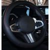 Microfibre leather steering wheel cover Wavy Line Splice X-pattern black