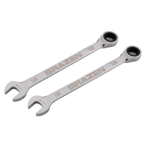 BRAZEN 12mm Ratcheting Combination Wrench (Two Pack)