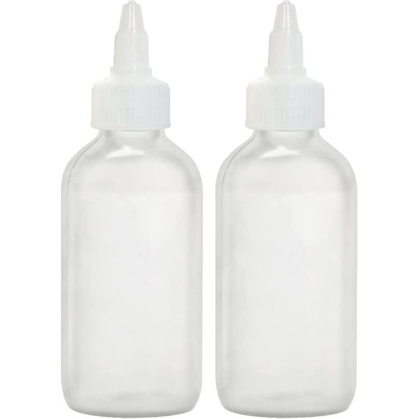 BRIGHTFROM Twist Top Applicator Bottles, Squeeze 4 OZ Empty Plastic Bottles, Refillable, Clear Open/Close Nozzle - Multi Purpose (Pack of 2)