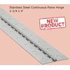 Stainless Steel Continuous Piano Hinge 1-1/4 x 4' Full Surface Non-removable Pin