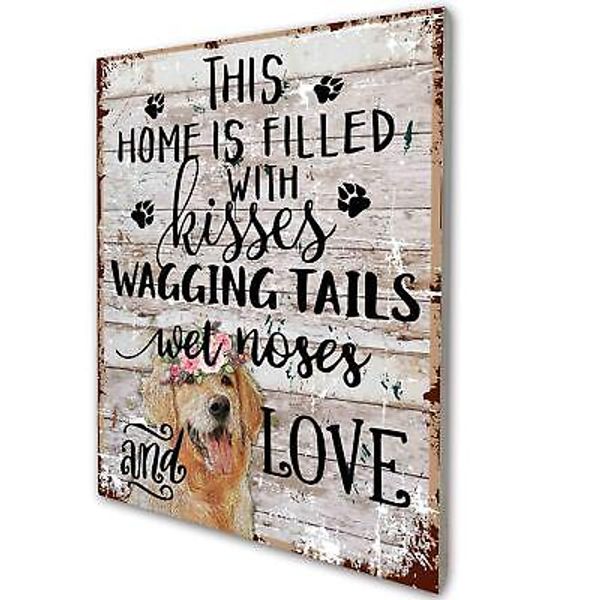 Golden Retriever Dog Pet Home Love Wood Wall Art Decor Gift for Dog Mom Dad L...