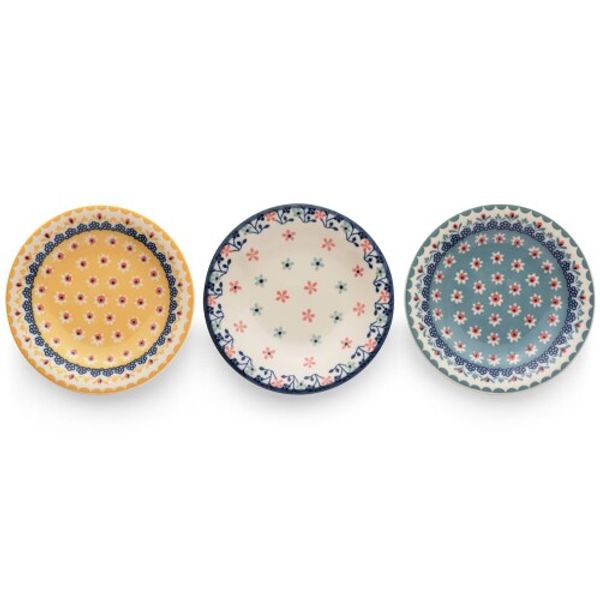 Marusan Kondo Plates, Dishes, Tableware, Stylish Set, Cake Plates, Side Plates, Floral Pattern, 3 Pieces, Polish Plates (Set of 3)