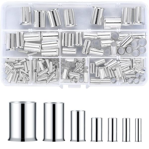 180 Pcs Wire Ferrules Kits, Wire Crimp Connector Ferrules, Silver Plated Copper 