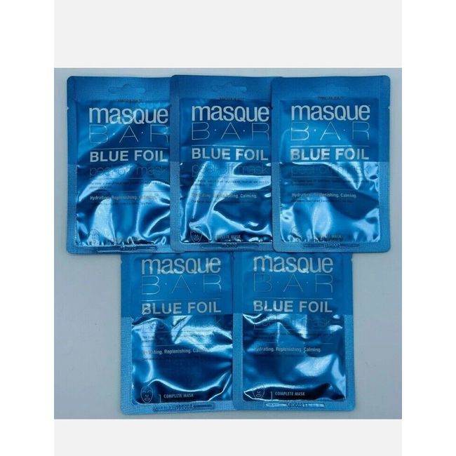 5 x masque BAR Blue Foil Metallic Peel Off Mask Hydrating Replenishing Calming