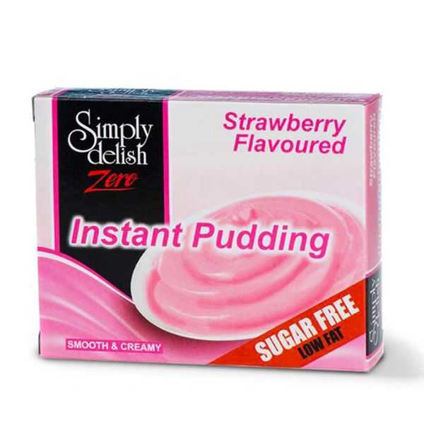 Simply Delish, Sugar Free Instant Pudding - Gluten Free, Vegan Sweet, Strawberry Flavour - Pack of 6, Low Fat Pudding