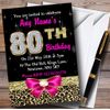 Pink Diamond and Leopard Print 80Th Birthday Party Personalised Invitations