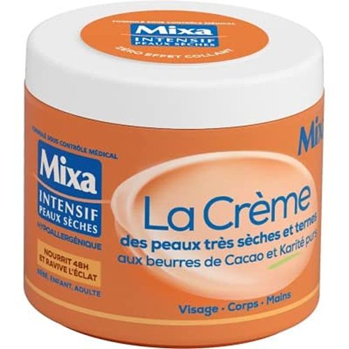 Mixa Intensive Dry Skin - The Cream for Very Dry and Dark Skin - Versatile - Face, Body, Hands, Feet - Nourishes 48 Hours and Revives Shine - Fast Penetration -